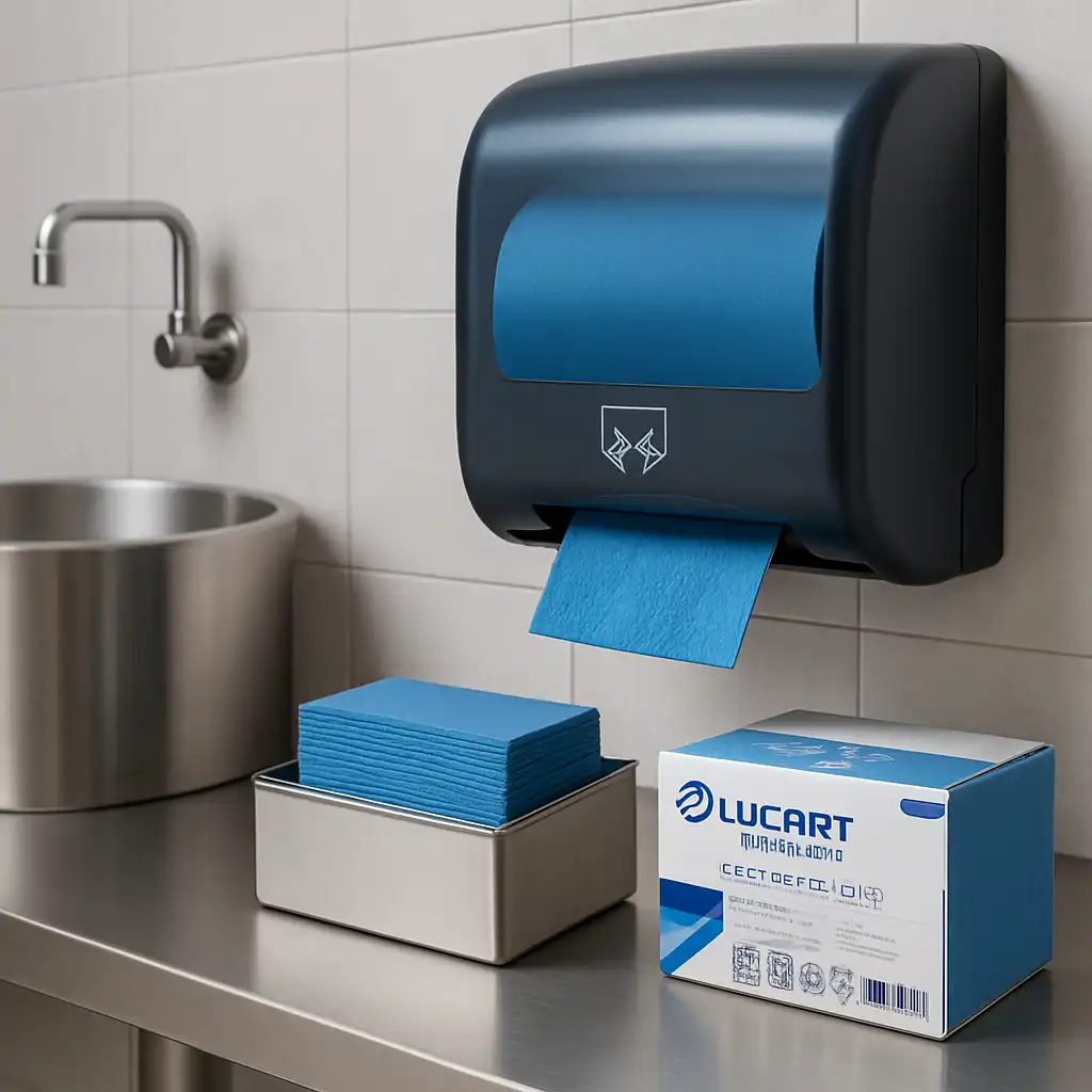 Igiene Industriale 2026: Guida all'uso degli Asciugamani Lucart Strong Blue 155 ID per Massima Sicurezza e Risparmio