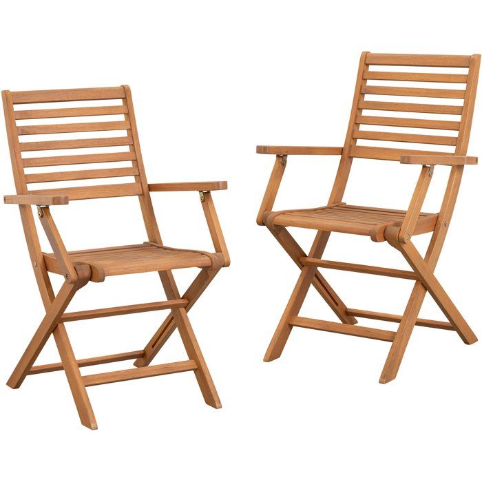 Lot de 2 chaises de jardin pliantes FSC eucalyptus - 57,5 x 56 x 90 cm