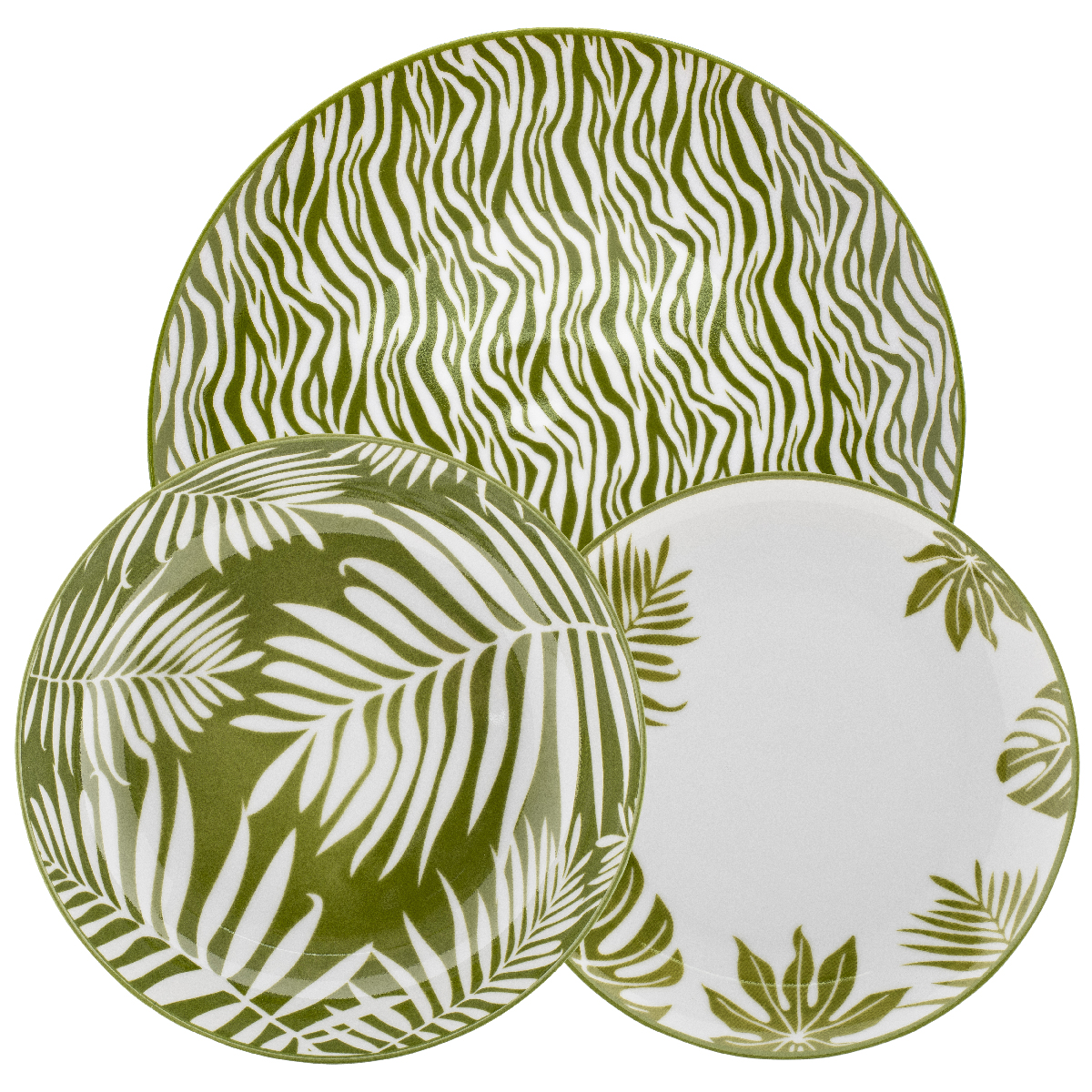 Vaisselle 18 pièces (6 assiettes plates, 6 fonds, 6 fruits) Ø 27 cm, Ø 21 cm, Ø 19 cm - Panama