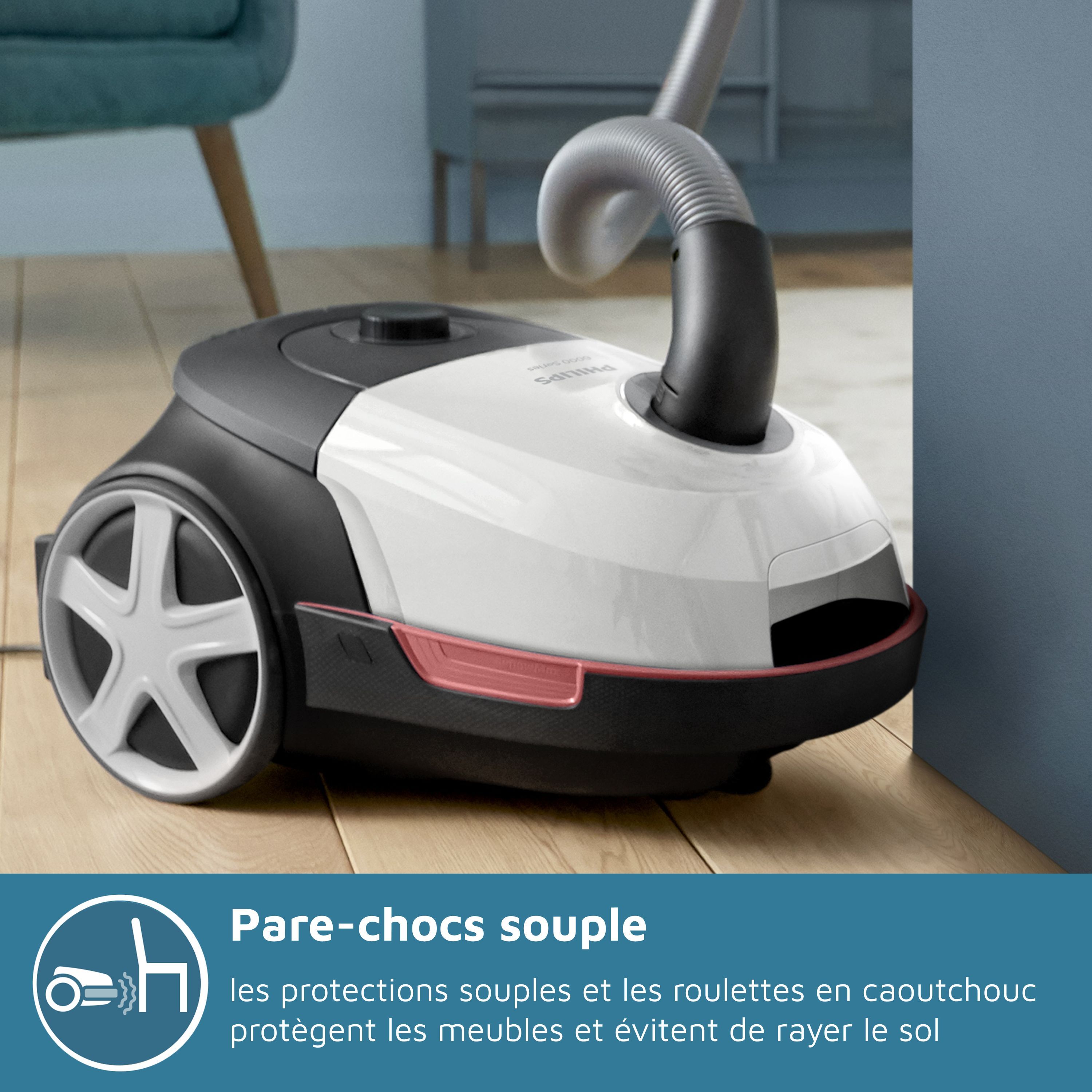 Aspirateur à main avec sac - PHILIPS XD6122/12 - 900 W - 4 L - Blanc polaire