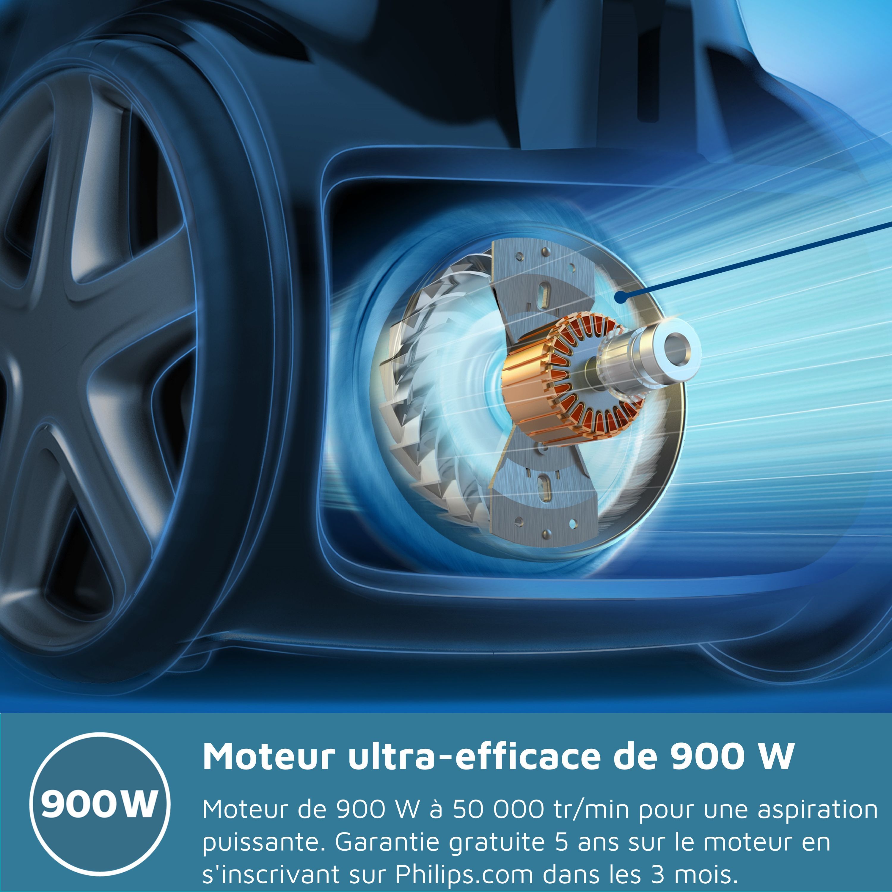 Aspirateur sans sac - PHILIPS FC9331/09 - 900 W - 1,5 L - Noir et bleu foncé