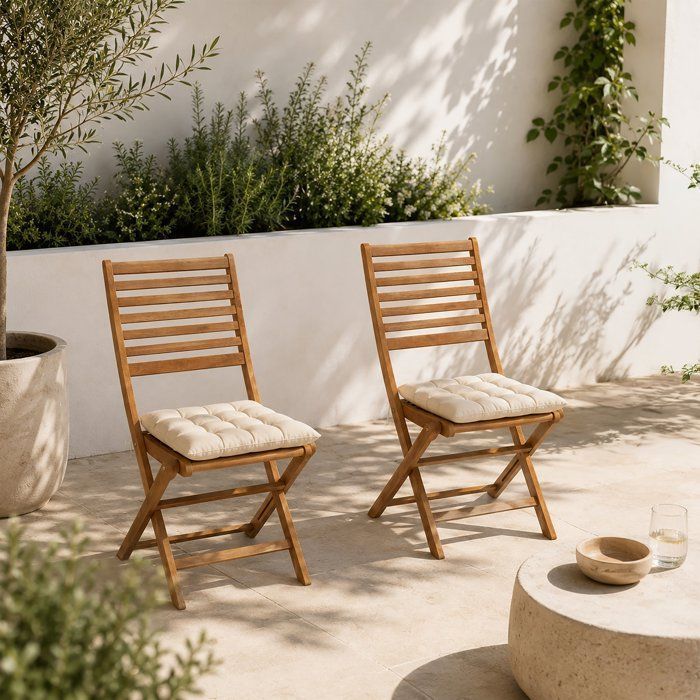 Lot de 2 chaises de jardin pliantes FSC eucalyptus - 57,5 x 46,5 x 90 cm