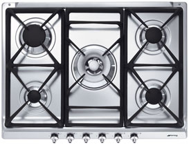 Cuisinière à gaz Smeg à 5 brûleurs 70/75 cm INOX SE70SGH-5