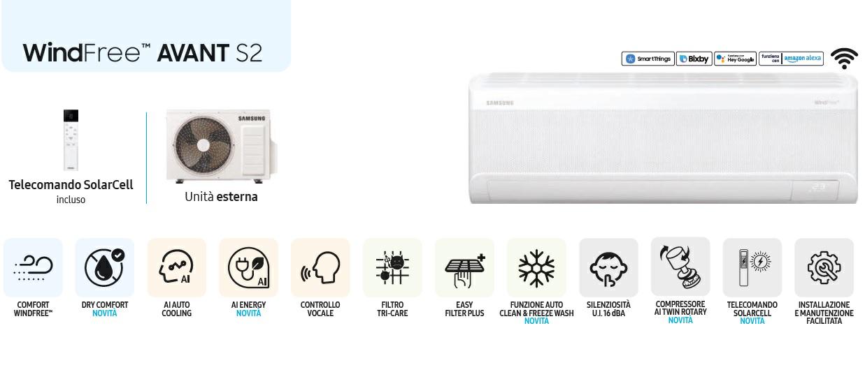 Climatiseur monoslit WINDFREE AVANT S2 WIFI A++/A++ Samsung 9000 btu F-AR09AV2