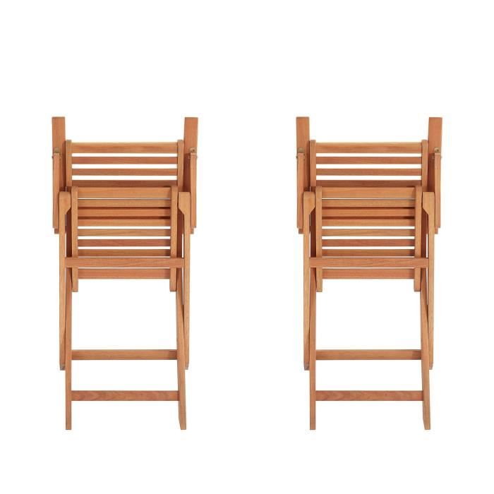 Lot de 2 chaises de jardin pliantes FSC eucalyptus - 57,5 x 56 x 90 cm