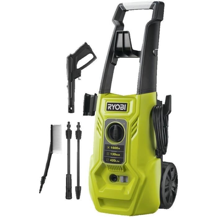 Nettoyeur haute pression 1800 W 130 bar 420 L - flexible de 5 m - réservoir de 0,9 L - lance diverse - lance turbo - brosse multi-surf