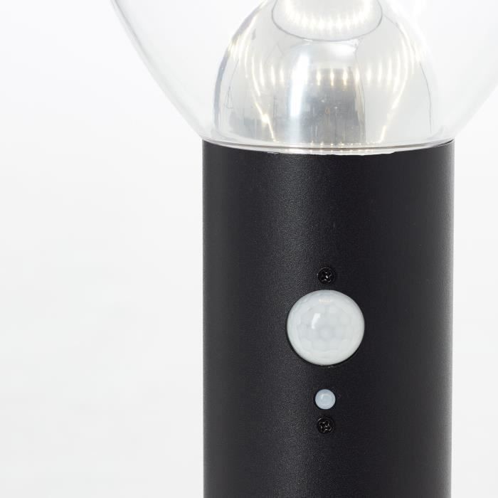 Poteau extérieur - BRILLIANT - TULIP - LED et solaire - Détecteur de mouvement - Acier inoxydable et plastique - 4 W - Noir
