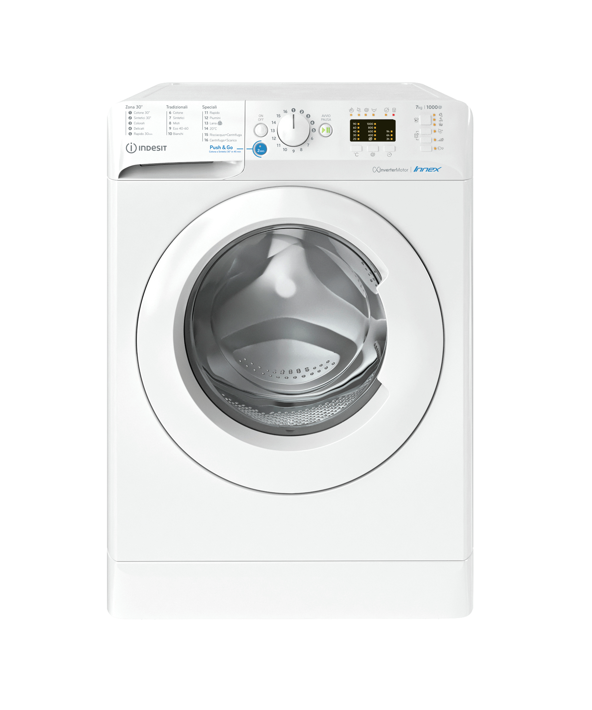 Machine à laver 7 kg Indesit 1000GIRI ÉCRAN LED BWA 71083X W IT