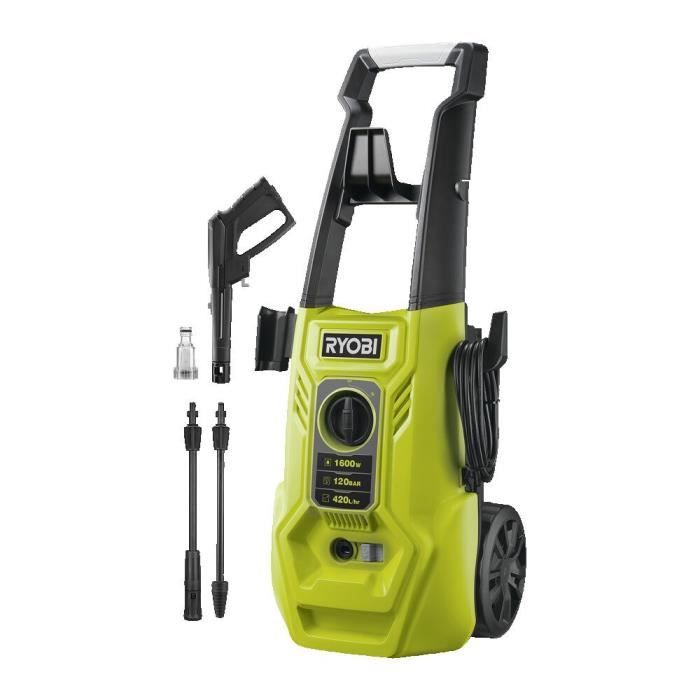 Nettoyeur haute pression 1600 W 120 bar - 420 L - Flexible 5 m - Réservoir de détergent intégré de 0,9 L - Vario Lance - Turbo Lance