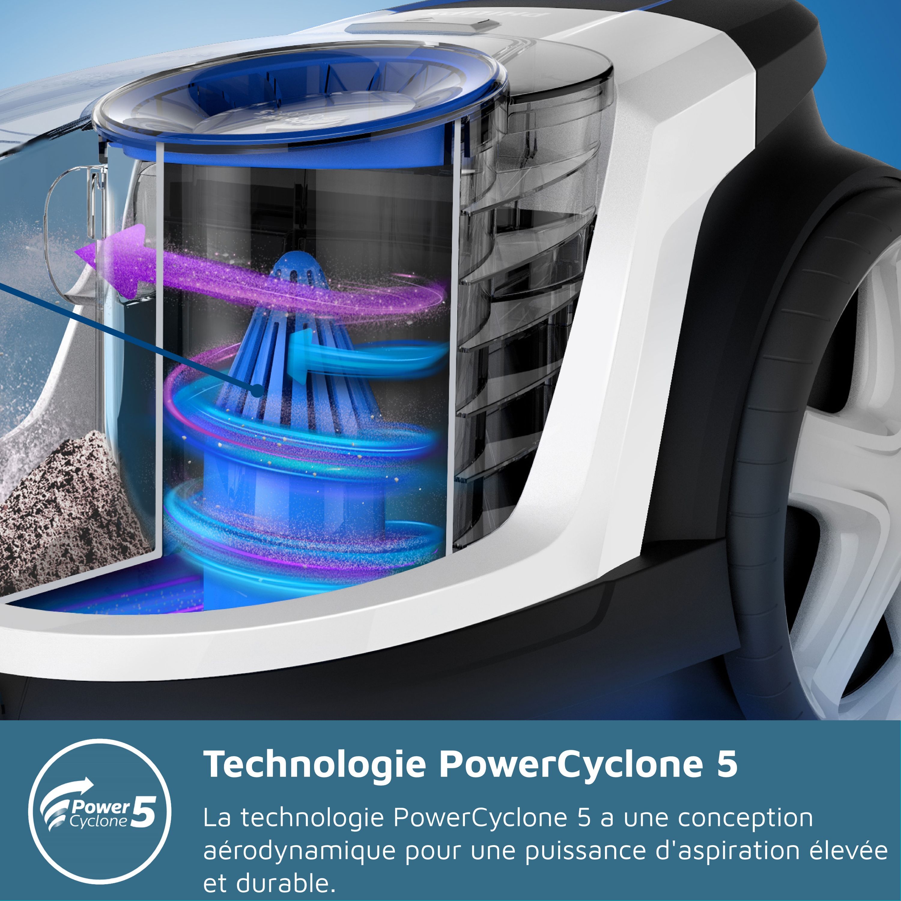 Aspirateur sans sac - PHILIPS FC9331/09 - 900 W - 1,5 L - Noir et bleu foncé