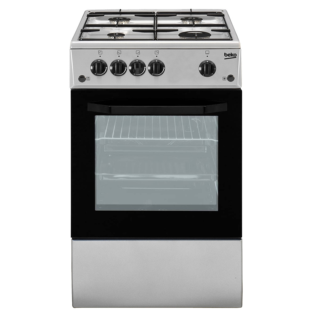 CUISINIÈRE À GAZ BEKO FOUR ÉLECTRIQUE À 4 BRÛLEURS 54LT 50x50 SILVER CSS42014FS