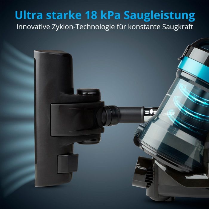 Aspirateur cyclonique sans sac MEDION MD 19407 - Puissance 800 W - Capacité du bac à poussière de 2 L - Filtre HEPA - Accessoires intégrés