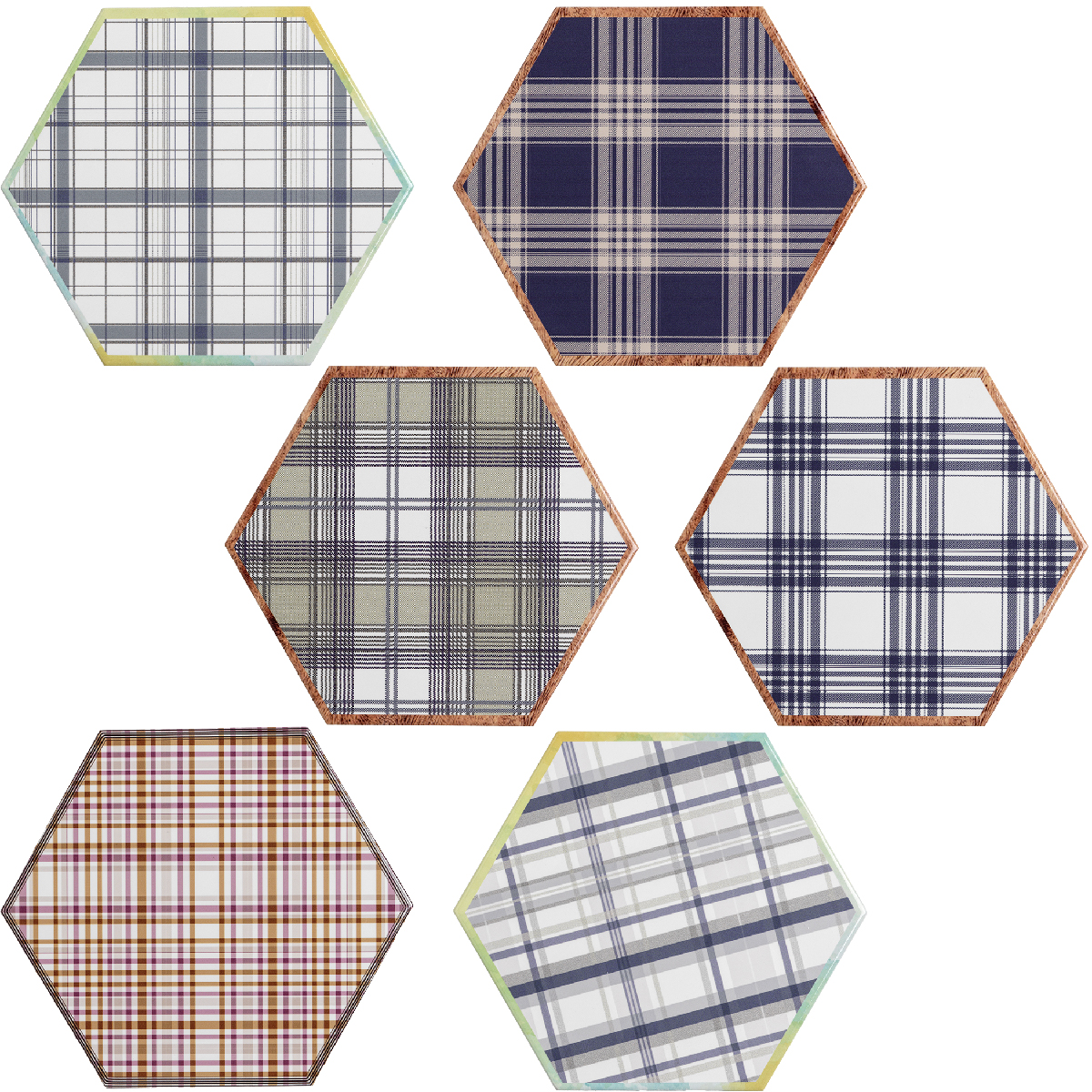 Sous-plat hexagonal finition dorée Ø 20 cm - Majolique