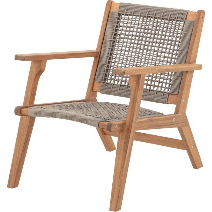 Fauteuil bas en bois d'acacia FSC et résine tressée - 1 personne - Mérida - Vert olive