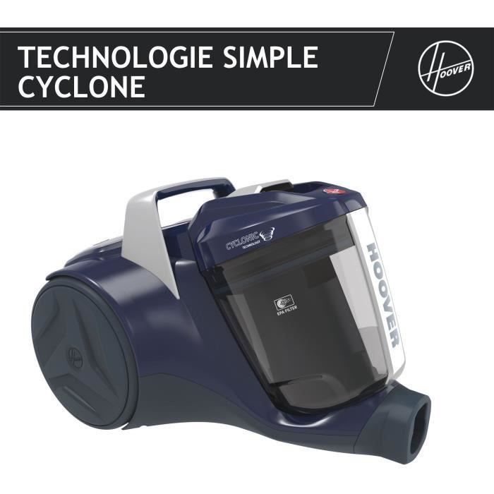 Aspirateur sans sac - HOOVER BR21HM - 700 W - Cassette : 2 L - 78 dBA