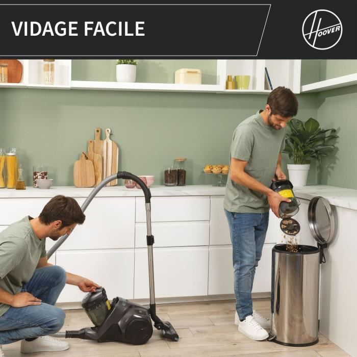 Aspirateur sans sac - HOOVER - HP321PAF - 850 W - 75 dBA - 2 L - Gris
