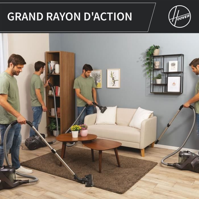 Aspirateur sans sac - HOOVER - HP321PAF - 850 W - 75 dBA - 2 L - Gris