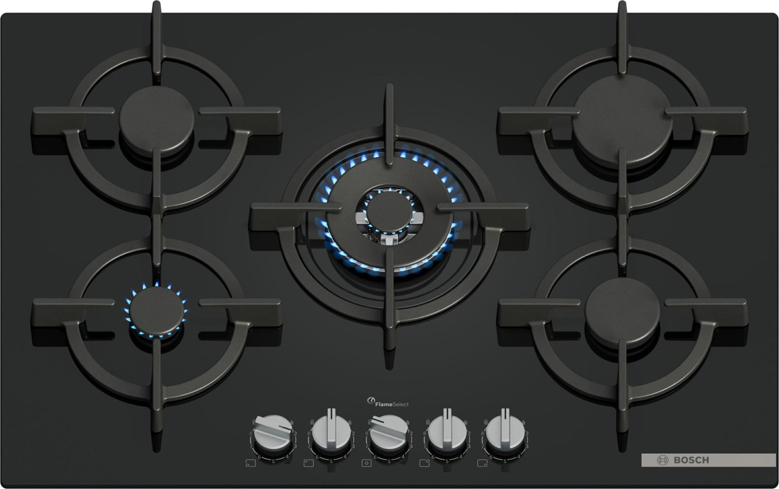 Cuisinière à gaz Bosch à 5 brûleurs 75CM NOIR PPQ7A6I15