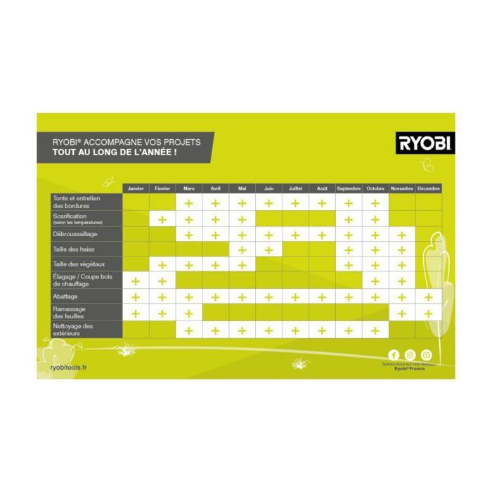 Taille-haie 550W RYOBI, lames de 55 cm, RHT5655RS