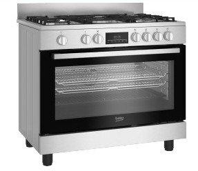 CUISINIÈRE À GAZ BEKO FOUR ÉLECTRIQUE À 5 BRÛLEURS 66LT 90x60 INOX BGM11226EX