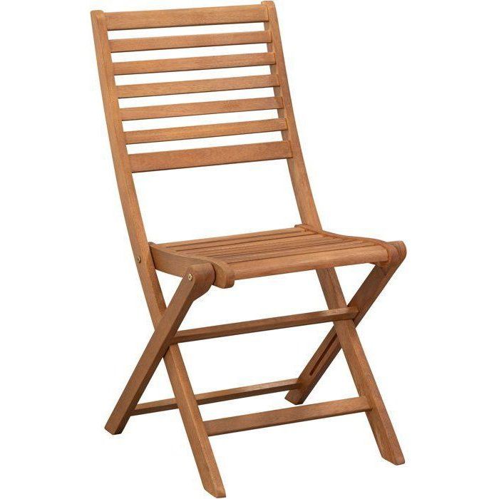 Lot de 2 chaises de jardin pliantes FSC eucalyptus - 57,5 x 46,5 x 90 cm