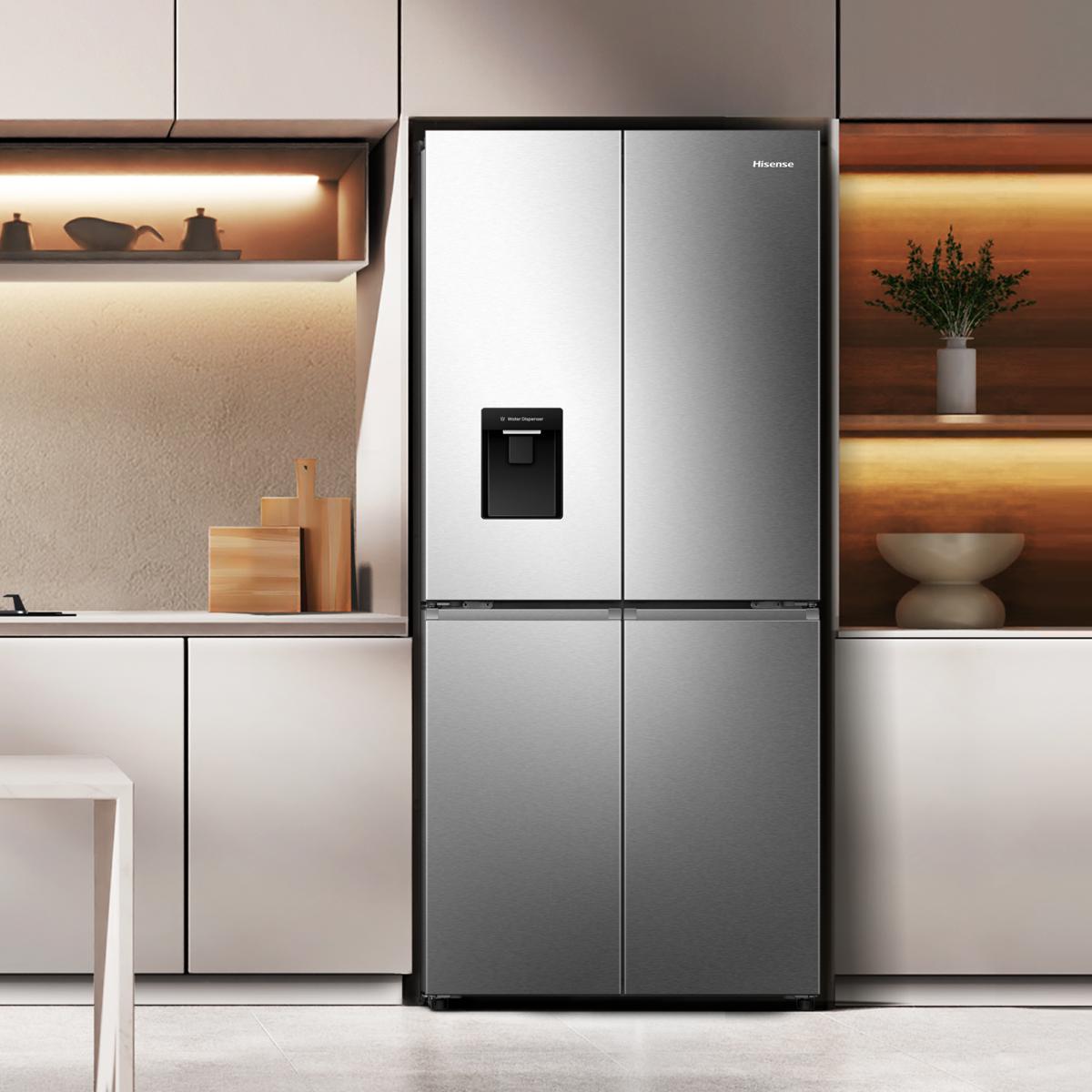 Réfrigérateur autonome Hisense 4 portes TOTAL NO FROST 460LT E 79CM INOX RQ5P470SMIE
