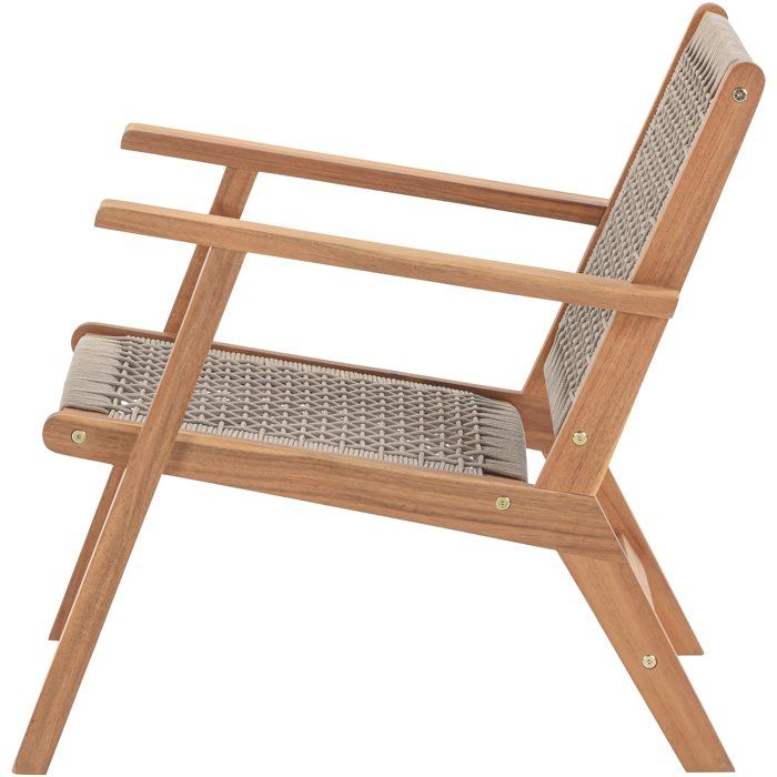 Fauteuil bas en bois d'acacia FSC et résine tressée - 1 personne - Mérida - Vert olive