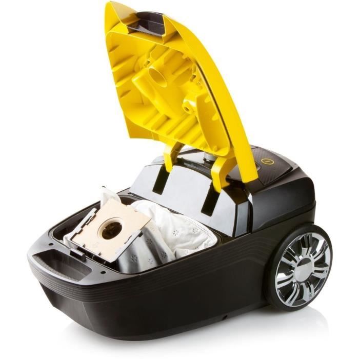 DOMO DO7294S - Aspirateur poubelle avec sac - 5 L - Filtre HEPA H13 - 73 dB - Puissance d'aspiration réglable - Tube métallique de 90 cm