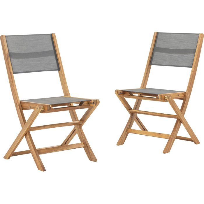 Set de 2 chaises en bois d'acacia FSC et textilène - Gris