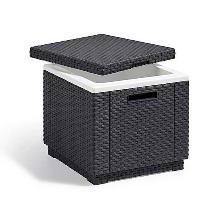 Table basse en résine tressée ALLIBERT - Gris