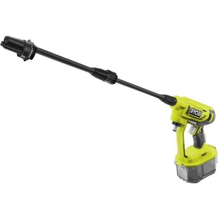 Pistolet haute pression à batterie RYOBI ONE+ 18V RY18PW22A-125 - 22 bar - 182 L - 1 batterie 18V 2,5 Ah et 1 chargeur 1,5 A