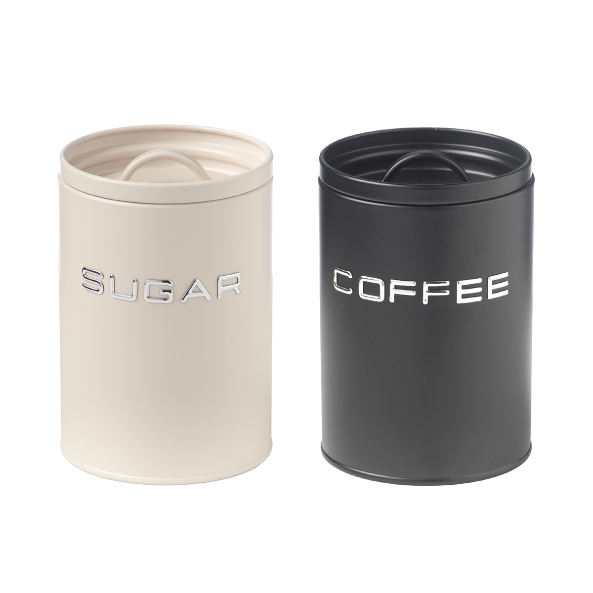 Set de 2 pots à sucre - café avec fermeture hermétique Ø 11 x h 16 cm - Vintage