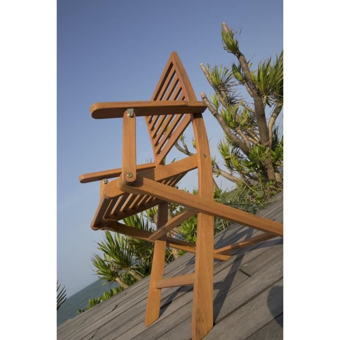 Lot de 2 chaises de jardin pliantes FSC eucalyptus - 57,5 x 56 x 90 cm