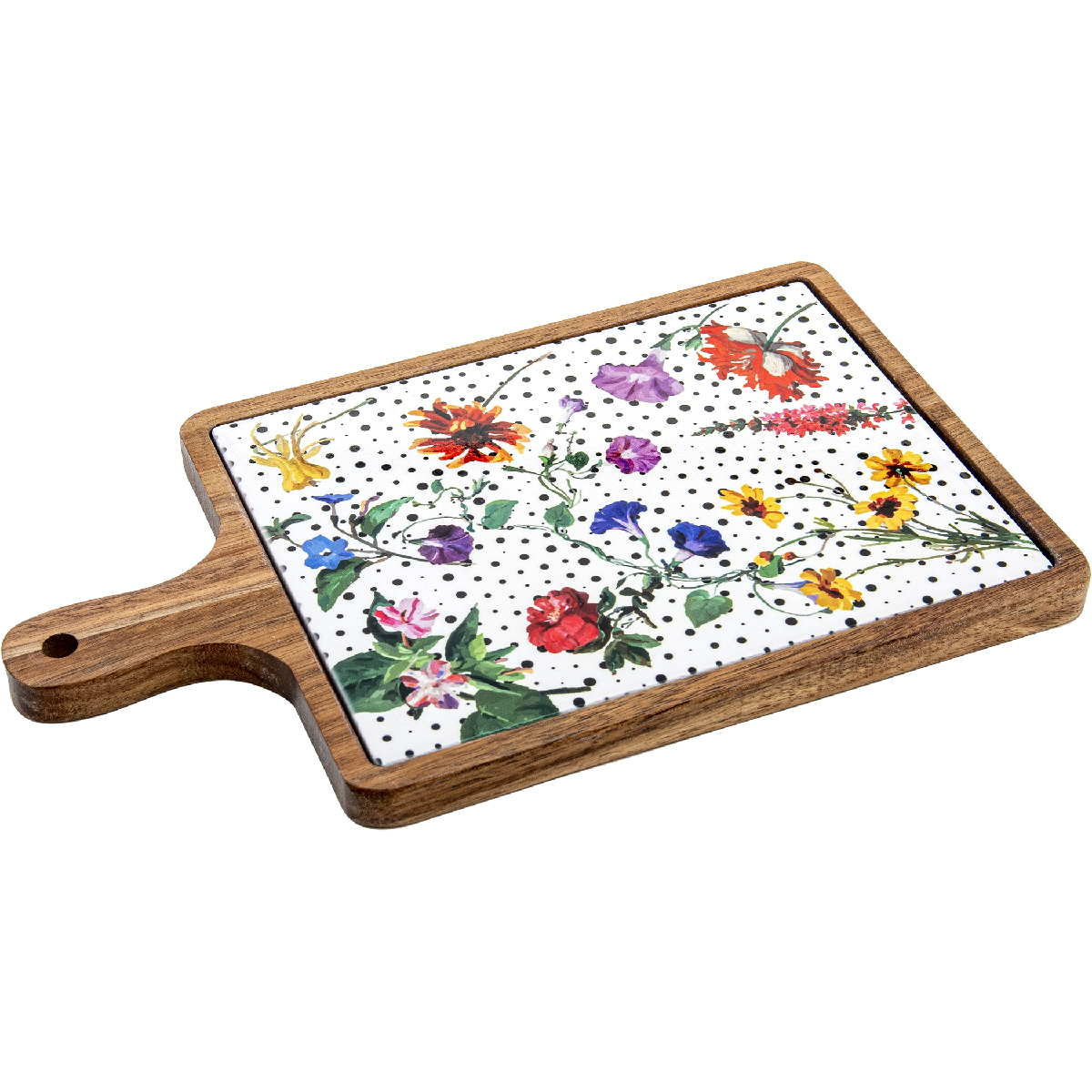 Plateau à fromage avec base en bois et insert en céramique 29 x 17 cm - Flor