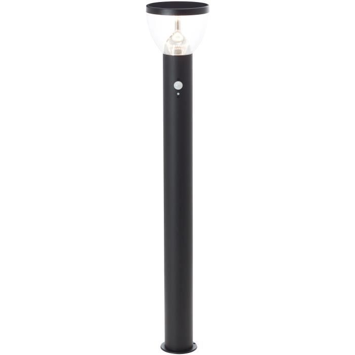 Poteau extérieur - BRILLIANT - TULIP - LED et solaire - Détecteur de mouvement - Acier inoxydable et plastique - 4 W - Noir