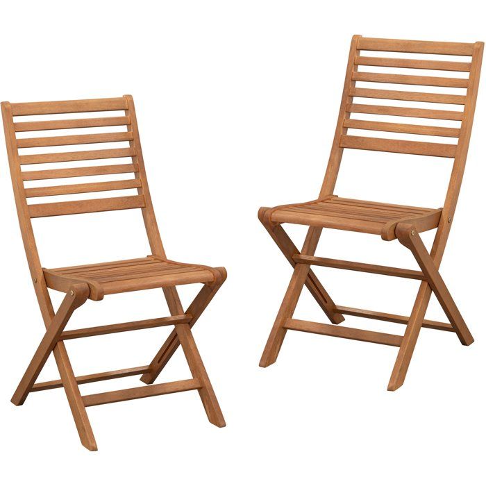 Lot de 2 chaises de jardin pliantes FSC eucalyptus - 57,5 x 46,5 x 90 cm