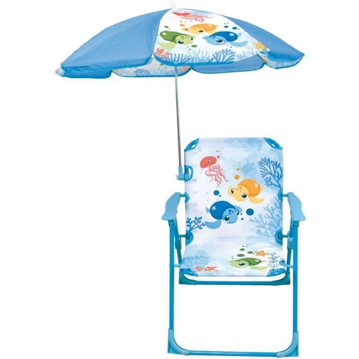 Salon de jardin - FUN HOUSE - Chaise Ma Petite Carapace Tortue H.53 x L.38,5 x P.37,5 cm avec parasol de 65 cm - Pour enfants !