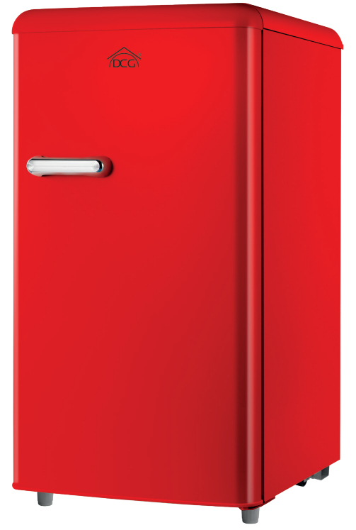 RÉFRIGÉRATEUR À PORTE UNIQUE DCG RETRO LINE 100LT ET ROUGE MF100R