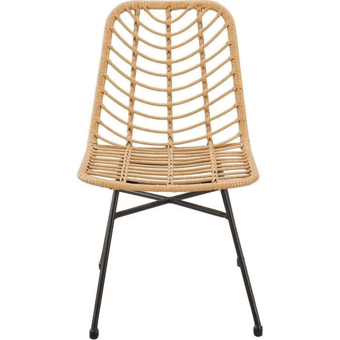 Ensemble de 2 chaises de jardin - Imitation rotin naturel - Structure en acier - L63,5 x H 86 x P 48 cm
