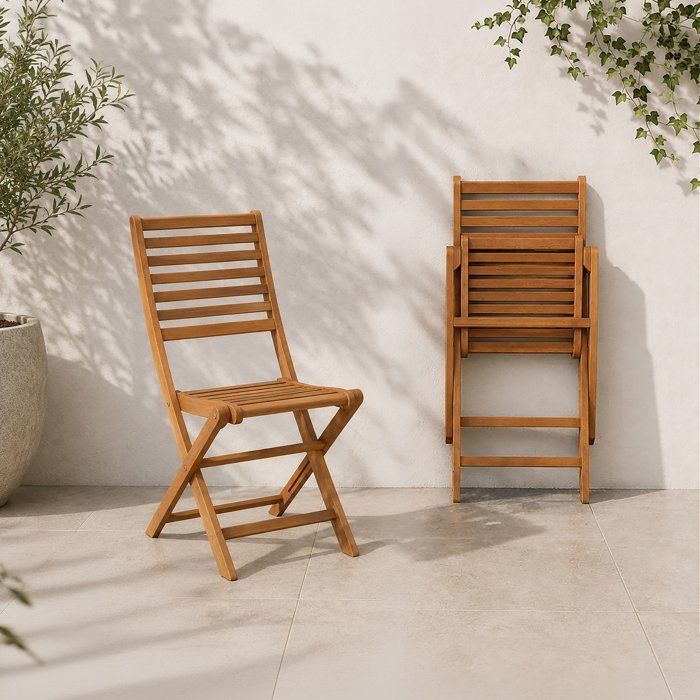 Lot de 2 chaises de jardin pliantes FSC eucalyptus - 57,5 x 46,5 x 90 cm