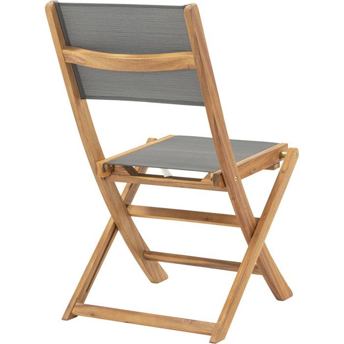 Set de 2 chaises en bois d'acacia FSC et textilène - Gris