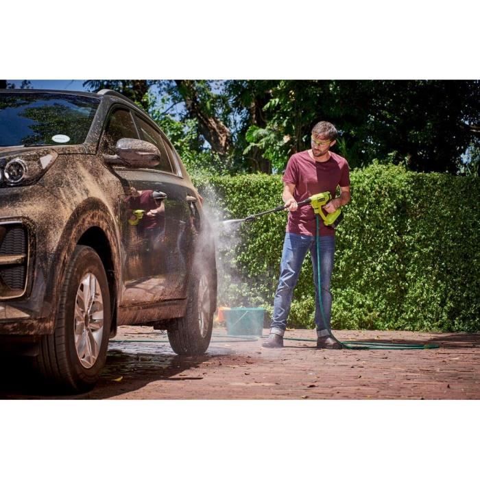 Pistolet haute pression à batterie RYOBI ONE+ 18V RY18PW22A-125 - 22 bar - 182 L - 1 batterie 18V 2,5 Ah et 1 chargeur 1,5 A
