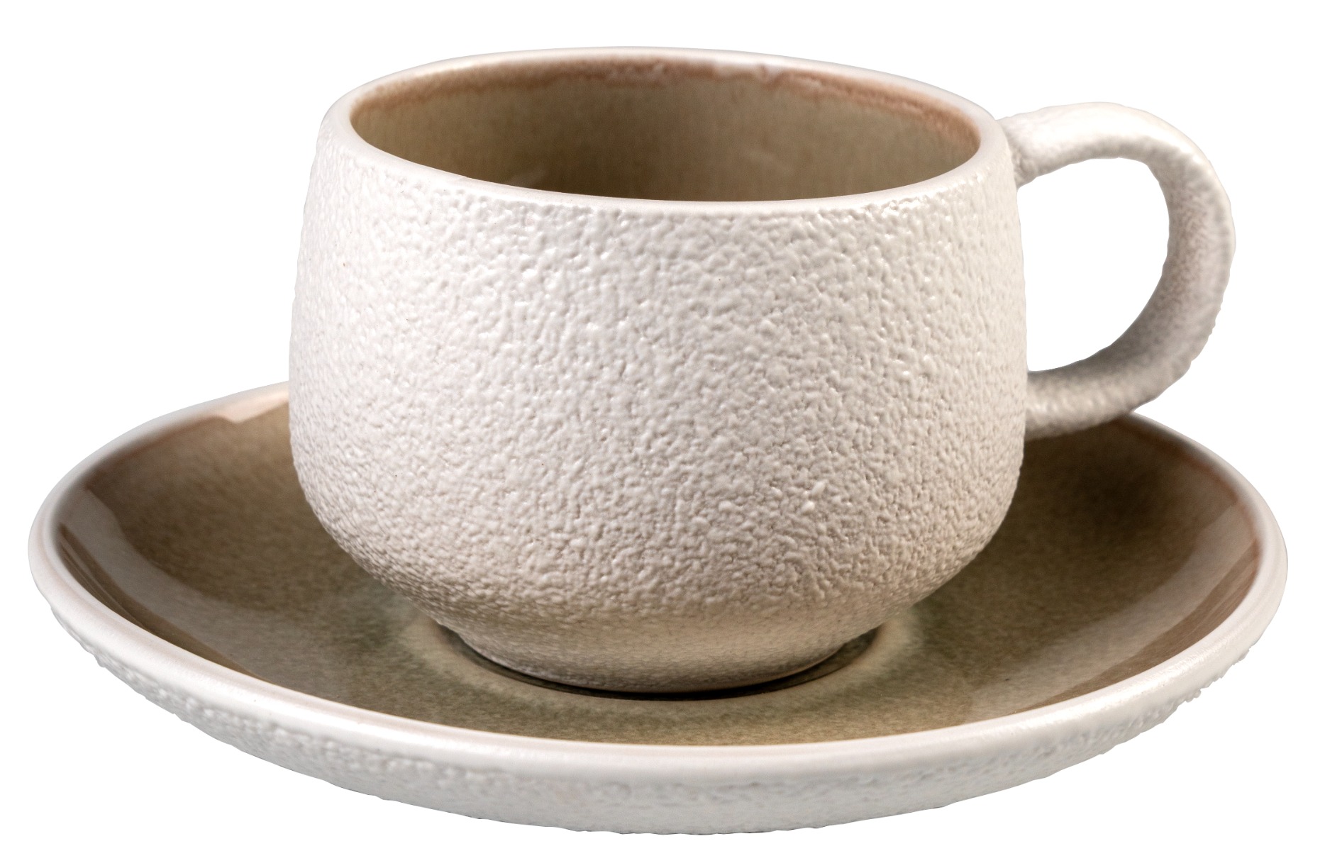 Ensemble de 2 tasses à thé/café en grès américain avec soucoupe - Stones