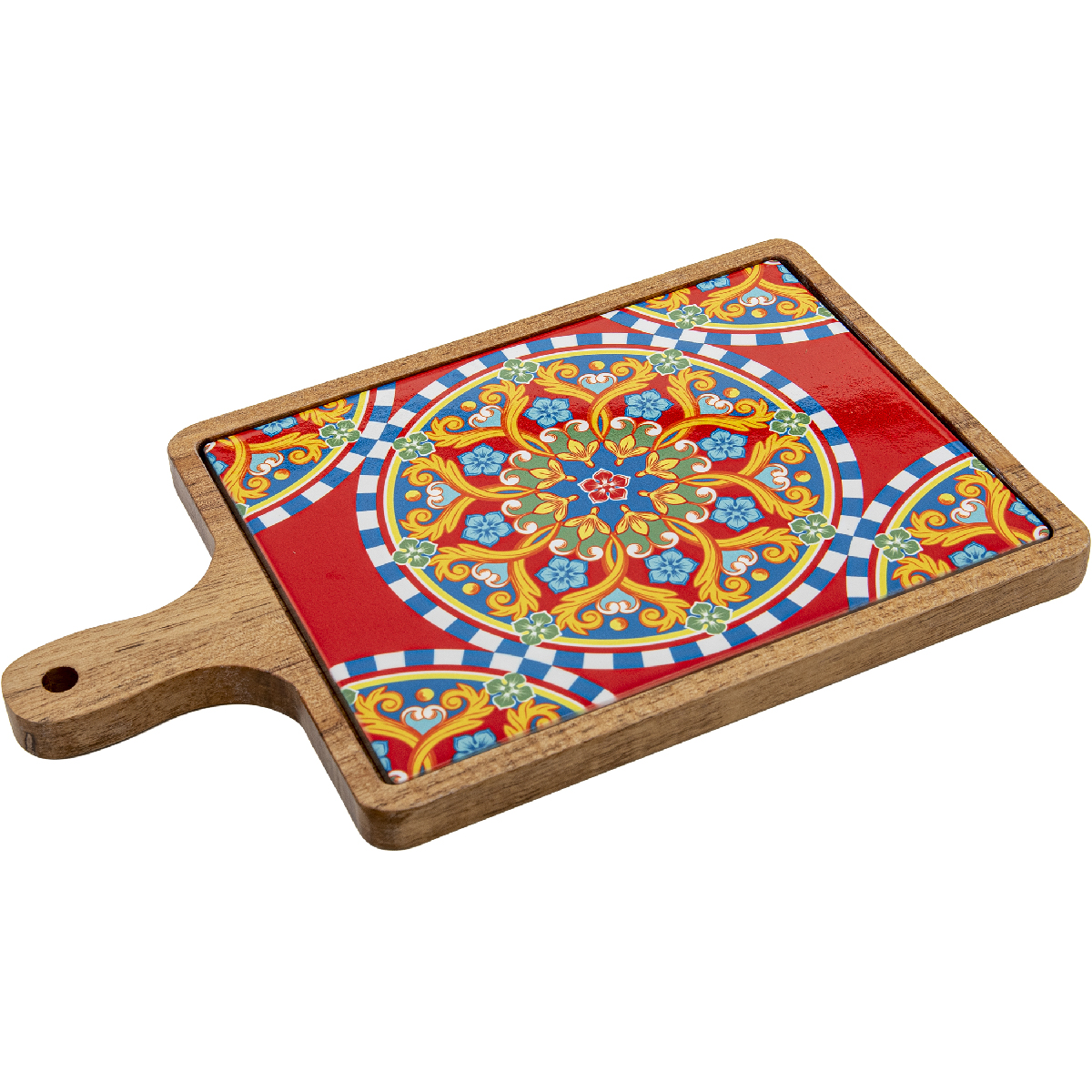 Plateau à fromage avec base en bois et insert en céramique 29 x 17 cm - Etna