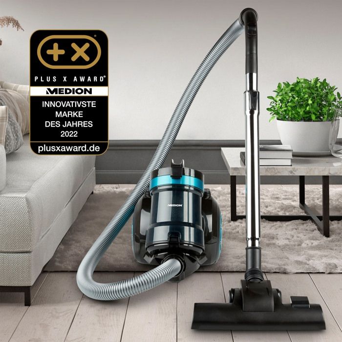 Aspirateur cyclonique sans sac MEDION MD 19407 - Puissance 800 W - Capacité du bac à poussière de 2 L - Filtre HEPA - Accessoires intégrés