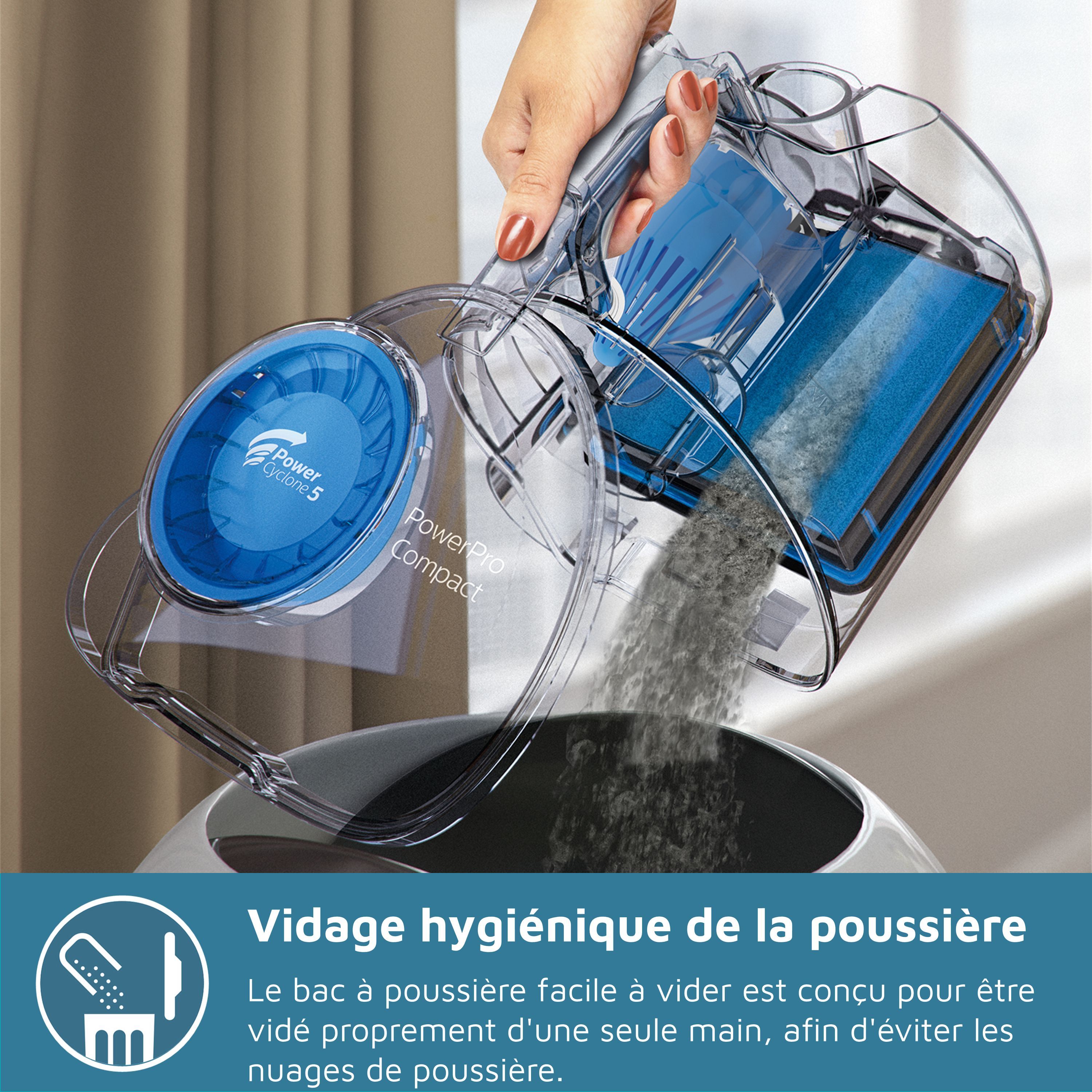 Aspirateur sans sac - PHILIPS FC9331/09 - 900 W - 1,5 L - Noir et bleu foncé