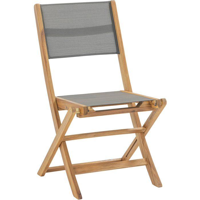 Set de 2 chaises en bois d'acacia FSC et textilène - Gris