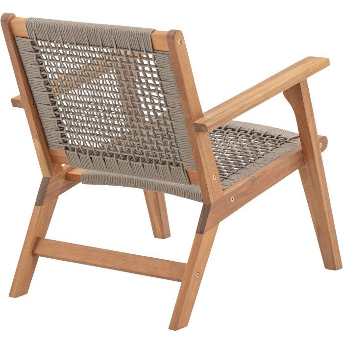 Fauteuil bas en bois d'acacia FSC et résine tressée - 1 personne - Mérida - Vert olive