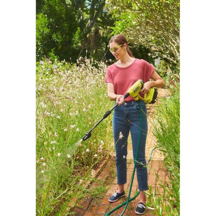 Pistolet haute pression à batterie RYOBI ONE+ 18V RY18PW22A-125 - 22 bar - 182 L - 1 batterie 18V 2,5 Ah et 1 chargeur 1,5 A