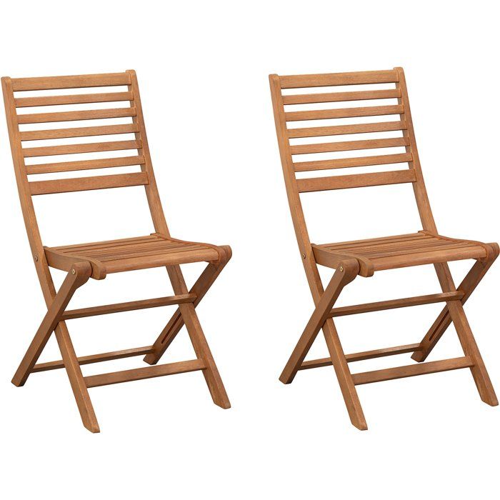 Lot de 2 chaises de jardin pliantes FSC eucalyptus - 57,5 x 46,5 x 90 cm